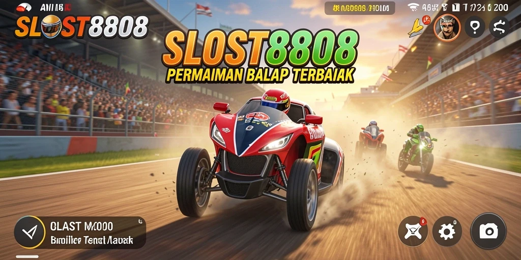 Tampilan seru saat balapan dalam SLOST8808 dengan mobil cepat.